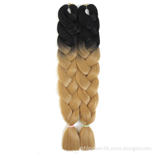 32 Inch 330G Premium Fiber Two Colored Jumbo Ultra Braiding Synthetic Hair Extensions